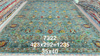 Muted Turquoise Hand-Knotted Afghan Rug | Premium Ghazni Wool