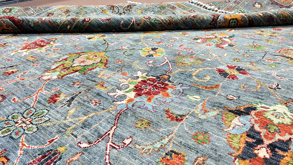 Muted Turquoise Hand-Knotted Afghan Rug | Premium Ghazni Wool