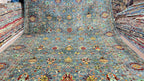 Muted Turquoise Hand-Knotted Afghan Rug | Premium Ghazni Wool