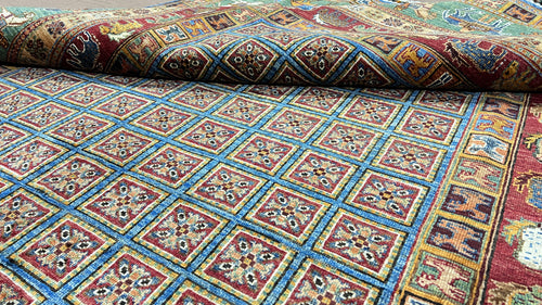 Chobrang Waziri Rug | Multicolor Tribal Wool Area Rug | Hand‑Knotted Afghan | 35×40 Quality | 6′11″ × 10′0″