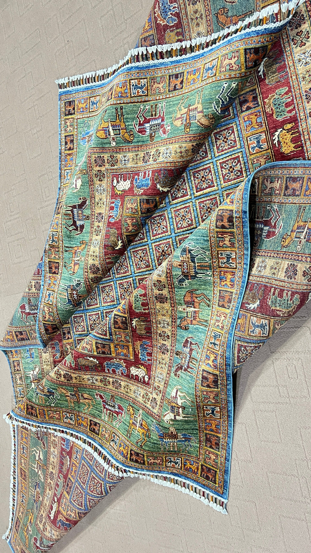 Chobrang Waziri Rug | Multicolor Tribal Wool Area Rug | Hand‑Knotted Afghan | 35×40 Quality | 6′11″ × 10′0″