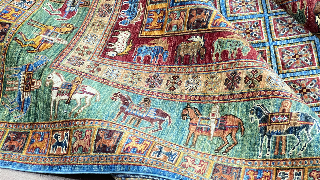 Chobrang Waziri Rug | Multicolor Tribal Wool Area Rug | Hand‑Knotted Afghan | 35×40 Quality | 6′11″ × 10′0″